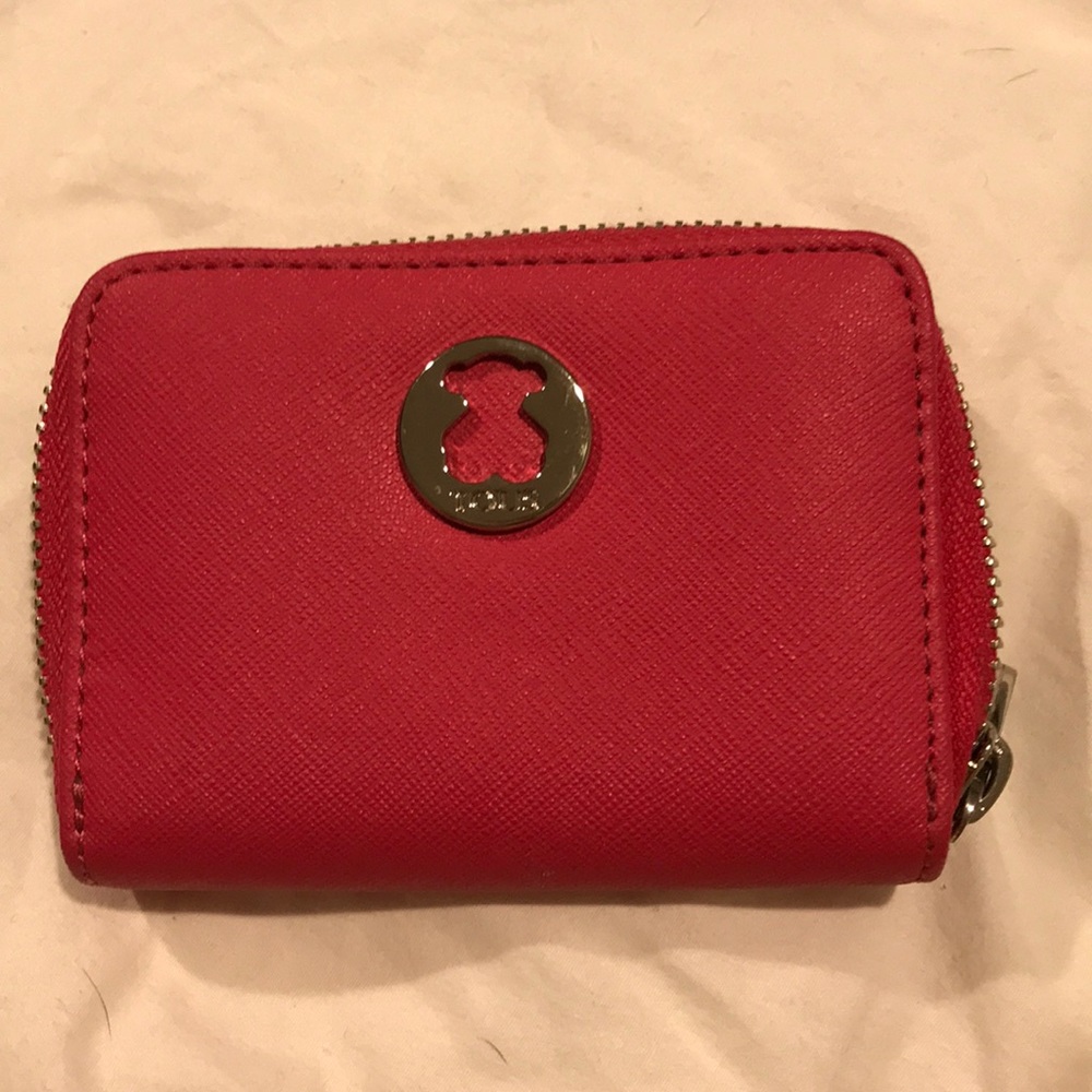 Hot pink saffiano leather Tous wallet/coin purse